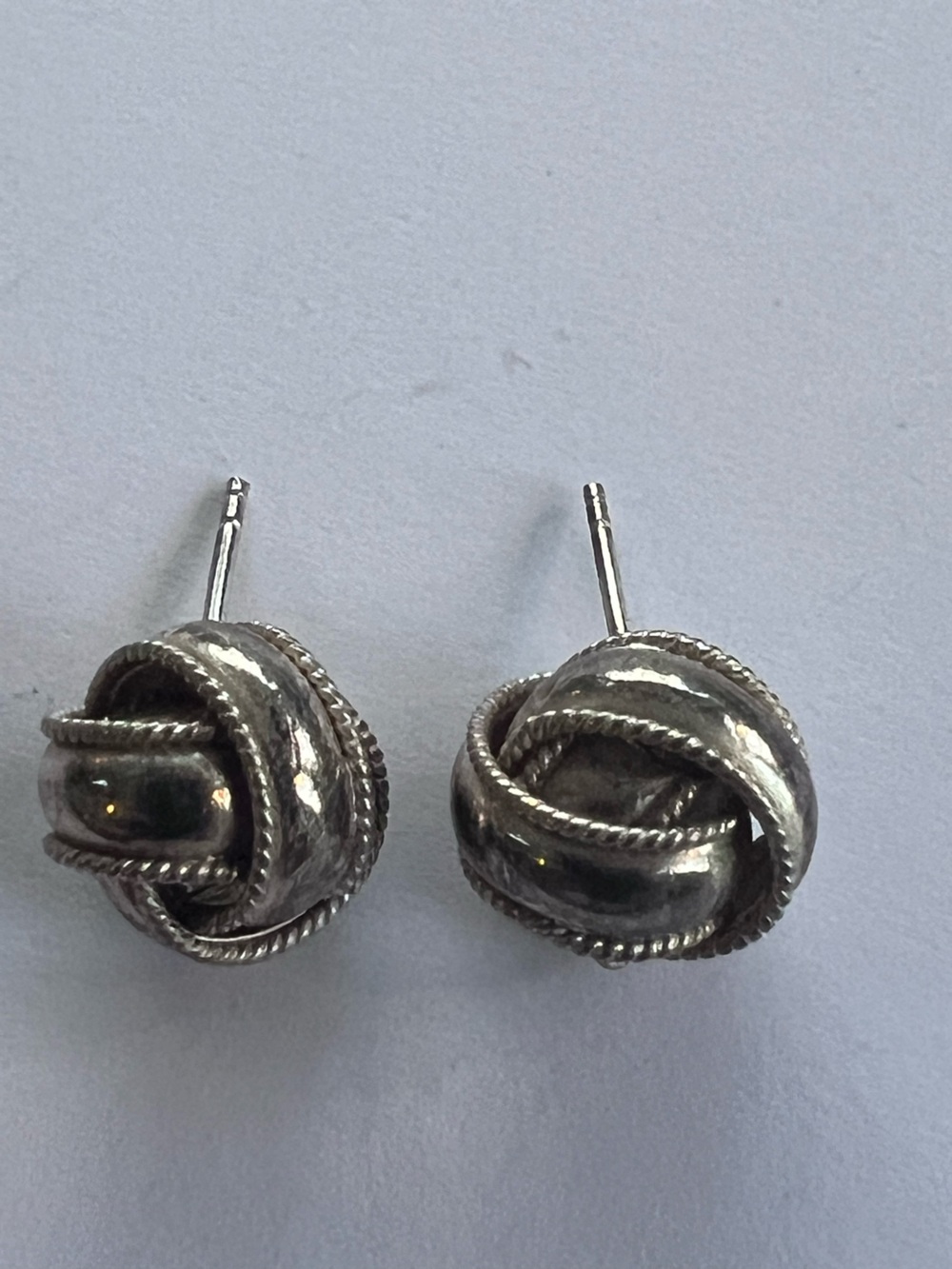 Vintage silver open knot ball orb pierced earrings vintage